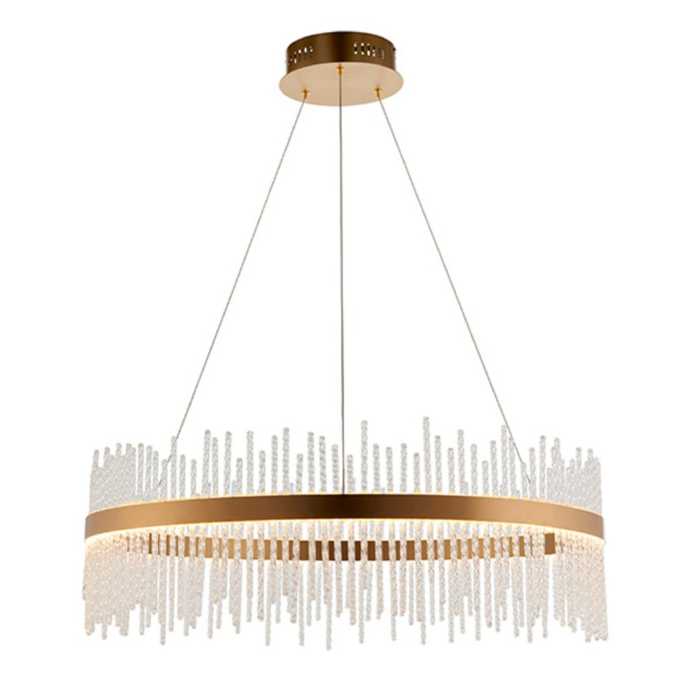 Justy 70cm Circular Hanging Pendant Light in Satin Gold at Sparks